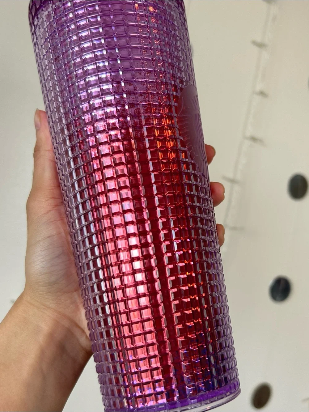NWT Starbucks Venti Grid Tumbler Ombre Iridescent 24oz Iced Coffee Tea Purple